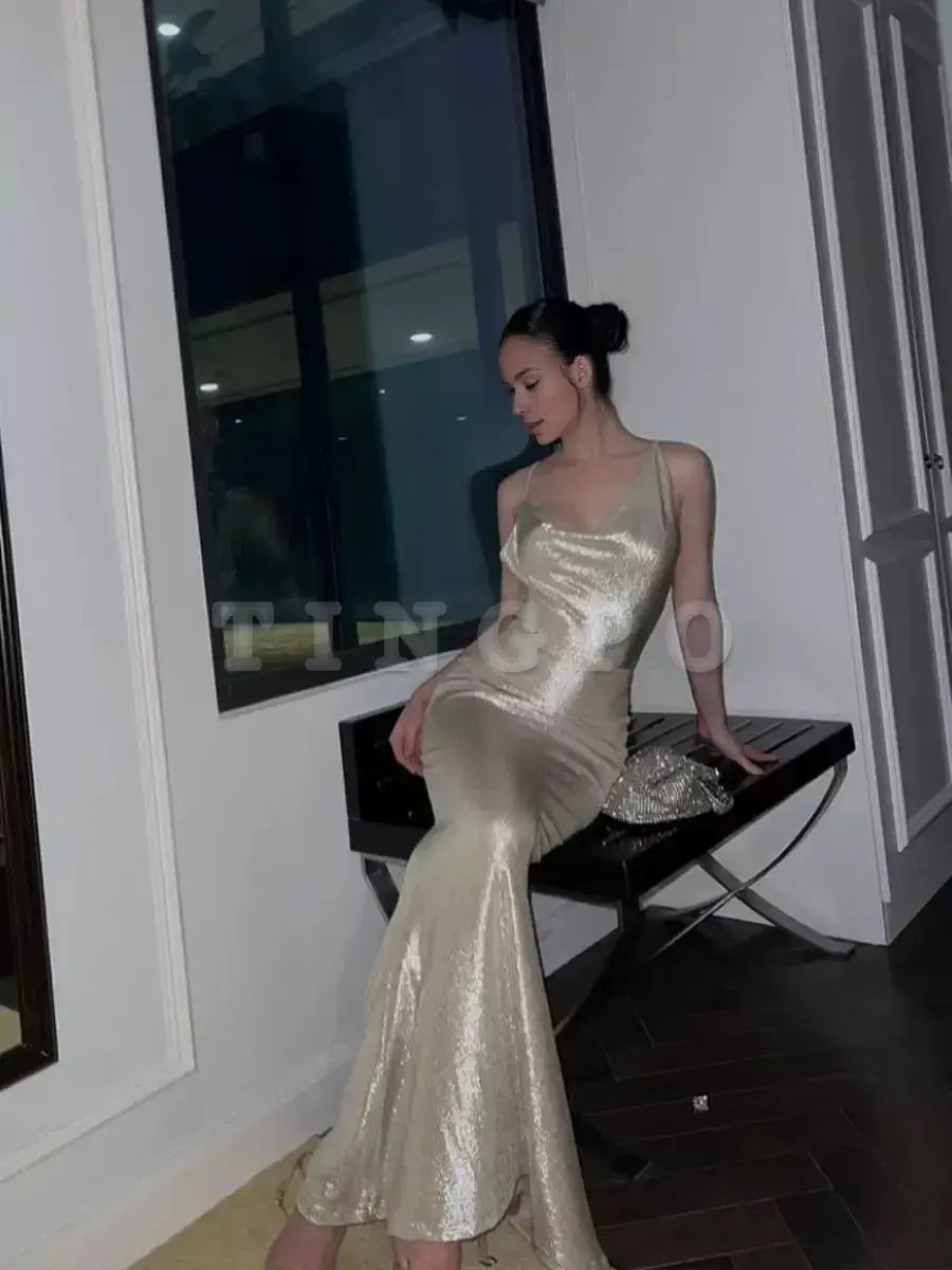 Wholesale Modest Sheath Spaghetti Straps Backless Long Prom Dresses Evening Dress gowns evening dresses